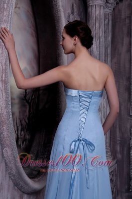 Light Blue Trimmed Neckline Prom Homecoming Dress Lace up