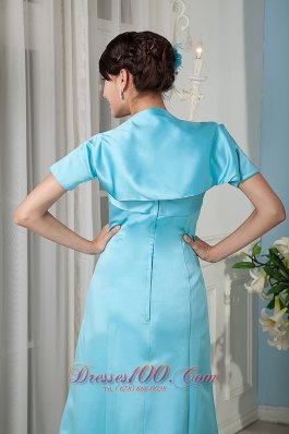 Aqua Blue Formal Gowns for Bridesmaids with Jacket