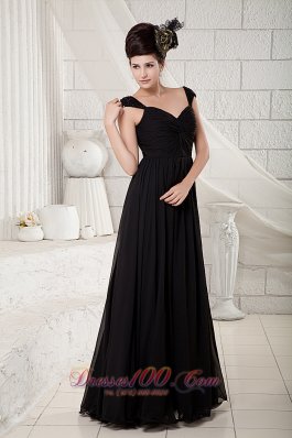 Black Cap Sleeves Little Black Dress Chiffon Beading