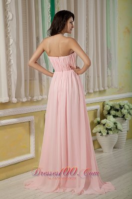 Baby Pink Bridesmaid Maxi Dress Empire Ruching Brush