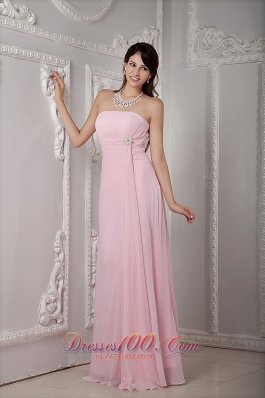 Brooch Empire Waist Bridesmaid Dress Baby Pink Crystal