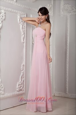 Brooch Empire Waist Bridesmaid Dress Baby Pink Crystal