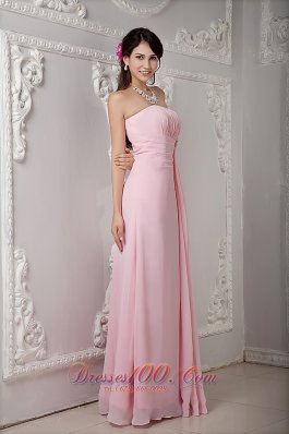 Brooch Empire Waist Bridesmaid Dress Baby Pink Crystal