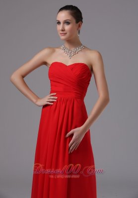 Tomato Red Sweetheart Prom Evening Gowns Ruch Chiffon