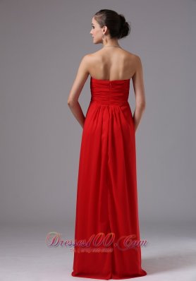 Tomato Red Sweetheart Prom Evening Gowns Ruch Chiffon