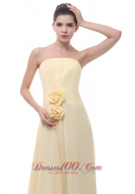 Handmade Flowers Prom Evening Dress Light Yellow 2013