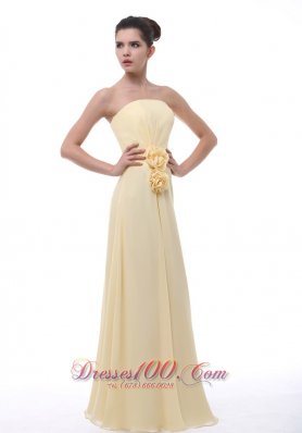 Handmade Flowers Prom Evening Dress Light Yellow 2013