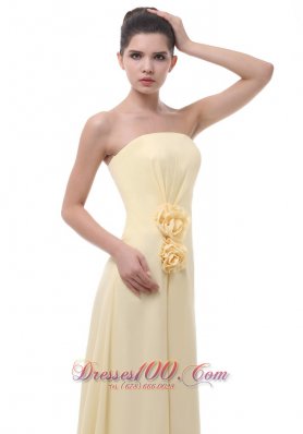 Handmade Flowers Prom Evening Dress Light Yellow 2013