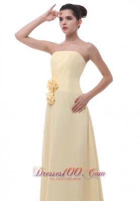 Handmade Flowers Prom Evening Dress Light Yellow 2013