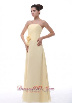 Handmade Flowers Prom Evening Dress Light Yellow 2013