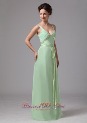 Apple Green Sash Straps Prom Dress For Wedding Guests