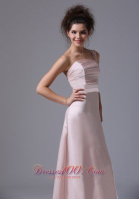 Blush Pink One Shoulder 2013 Prom Dress Ruching Column