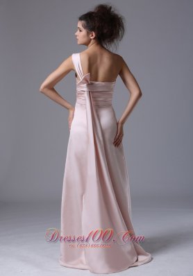 Blush Pink One Shoulder 2013 Prom Dress Ruching Column