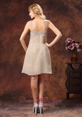 V-neck Tan Custom Color Bridesmaid Dress Mini-length