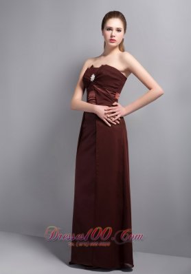 Apron Rust Red Strapless Bridesmaid Dress with Brooch