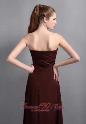 Apron Rust Red Strapless Bridesmaid Dress with Brooch