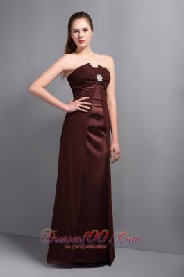 Apron Rust Red Strapless Bridesmaid Dress with Brooch