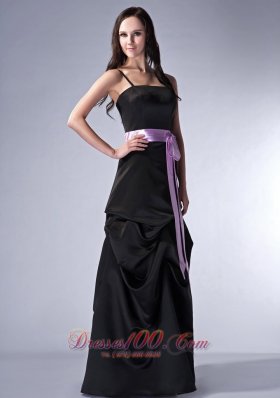 Customize Black Cloumn Bridesmaid Gowns Spaghetti Straps