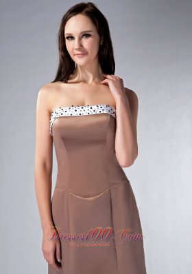 Beaded Trimmed Coffee Brown Bridesmaid Dress Button Back