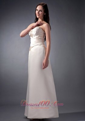 Bateau Neckline Off White Bridesmaid Dress Cross Wrapped