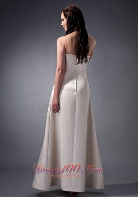 Bateau Neckline Off White Bridesmaid Dress Cross Wrapped