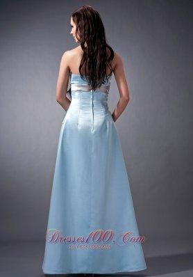 Ruching Sky Blue Bow Bridesmaid Dress Sweetheart Colored