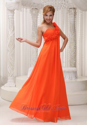 Floral One Shoulder Orange Red Dress for Bridesamids