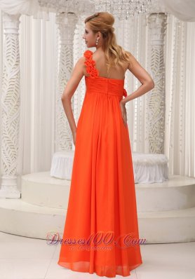 Floral One Shoulder Orange Red Dress for Bridesamids