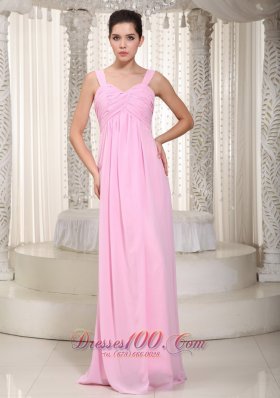 Straps Empire Misty Rose Pink Prom Dress Maxi Ruch