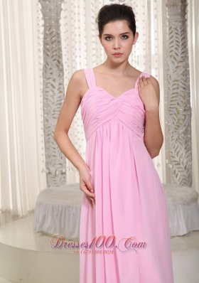 Straps Empire Misty Rose Pink Prom Dress Maxi Ruch