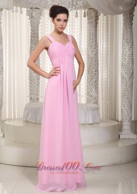 Straps Empire Misty Rose Pink Prom Dress Maxi Ruch