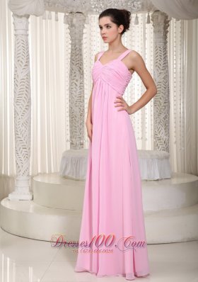 Straps Empire Misty Rose Pink Prom Dress Maxi Ruch