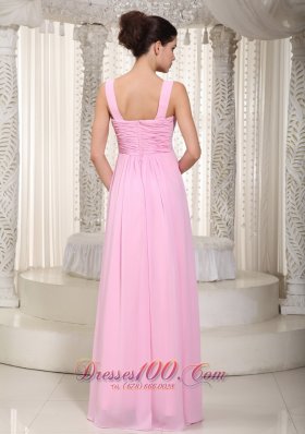 Straps Empire Misty Rose Pink Prom Dress Maxi Ruch