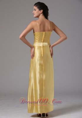 Bow Spagetti Straps Bridesmaid Dress Medium Yellow