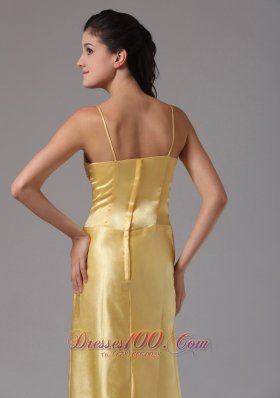 Bow Spagetti Straps Bridesmaid Dress Medium Yellow