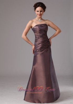 Tan Ruching Mother Of The Bride Dress For Custom Made