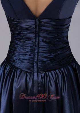 Empire V-neck Ruching Navy Blue Bridesmaid Dress