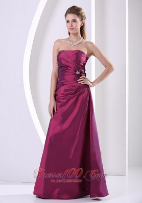 Side Gather Violet Red Prom Evening Dress for Formals