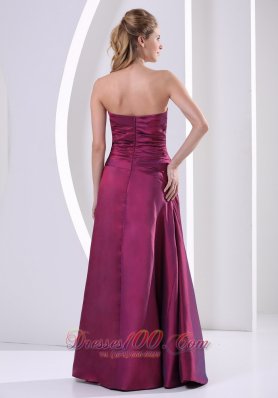 Side Gather Violet Red Prom Evening Dress for Formals