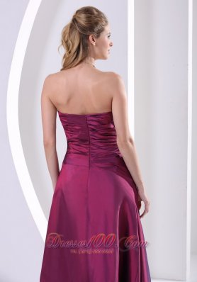 Side Gather Violet Red Prom Evening Dress for Formals