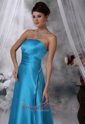 Beaded Strapless Aqua Blue Prom Formal Wears 2017