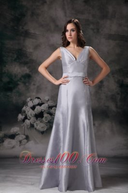 Sheath V-neck Silver Grey Dress for Matron of Honors