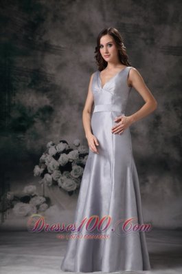 Sheath V-neck Silver Grey Dress for Matron of Honors