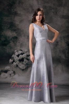 Sheath V-neck Silver Grey Dress for Matron of Honors