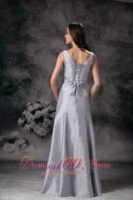 Sheath V-neck Silver Grey Dress for Matron of Honors