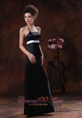 Halter Sheath Black 2013 Bridesmaid Dress Long