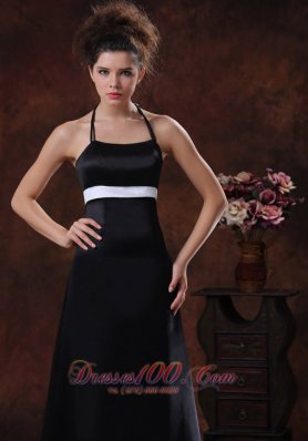 Halter Sheath Black 2013 Bridesmaid Dress Long