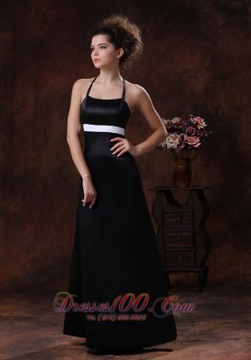 Halter Sheath Black 2013 Bridesmaid Dress Long