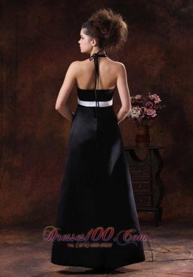 Halter Sheath Black 2013 Bridesmaid Dress Long