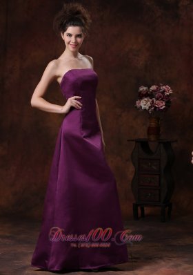 Sheath Strapless Purple Bridesmaid Dress Layered